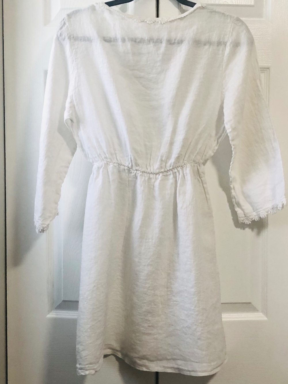 Valentina Naldi White Boho Linen Blend Mini Dress Made In Italy Size Medium - Picture 2 of 11